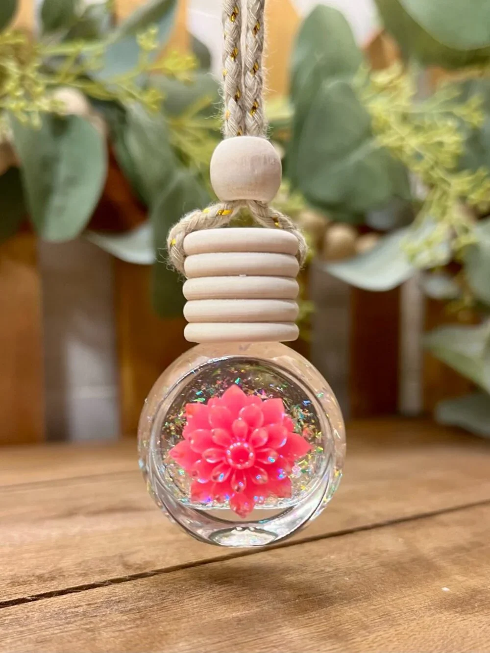Hot Pink Flower Car Diffuser, Pink Car Air Freshener, Fragrance Oil, Car Charm